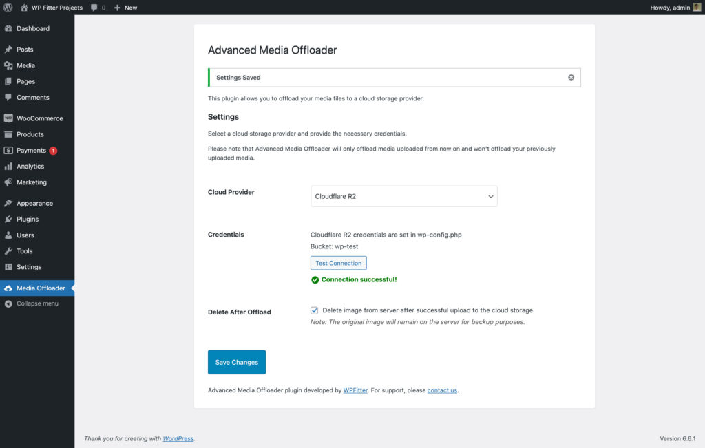 Advanced Media Offloader Settings Page