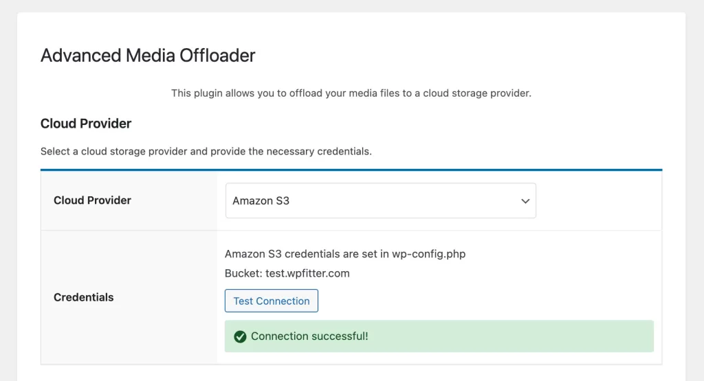 Advanced Media Offloader Test connection to Amazon S3