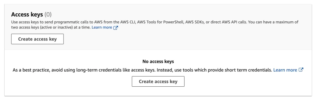 Create Access Key in AWS IAM for a user